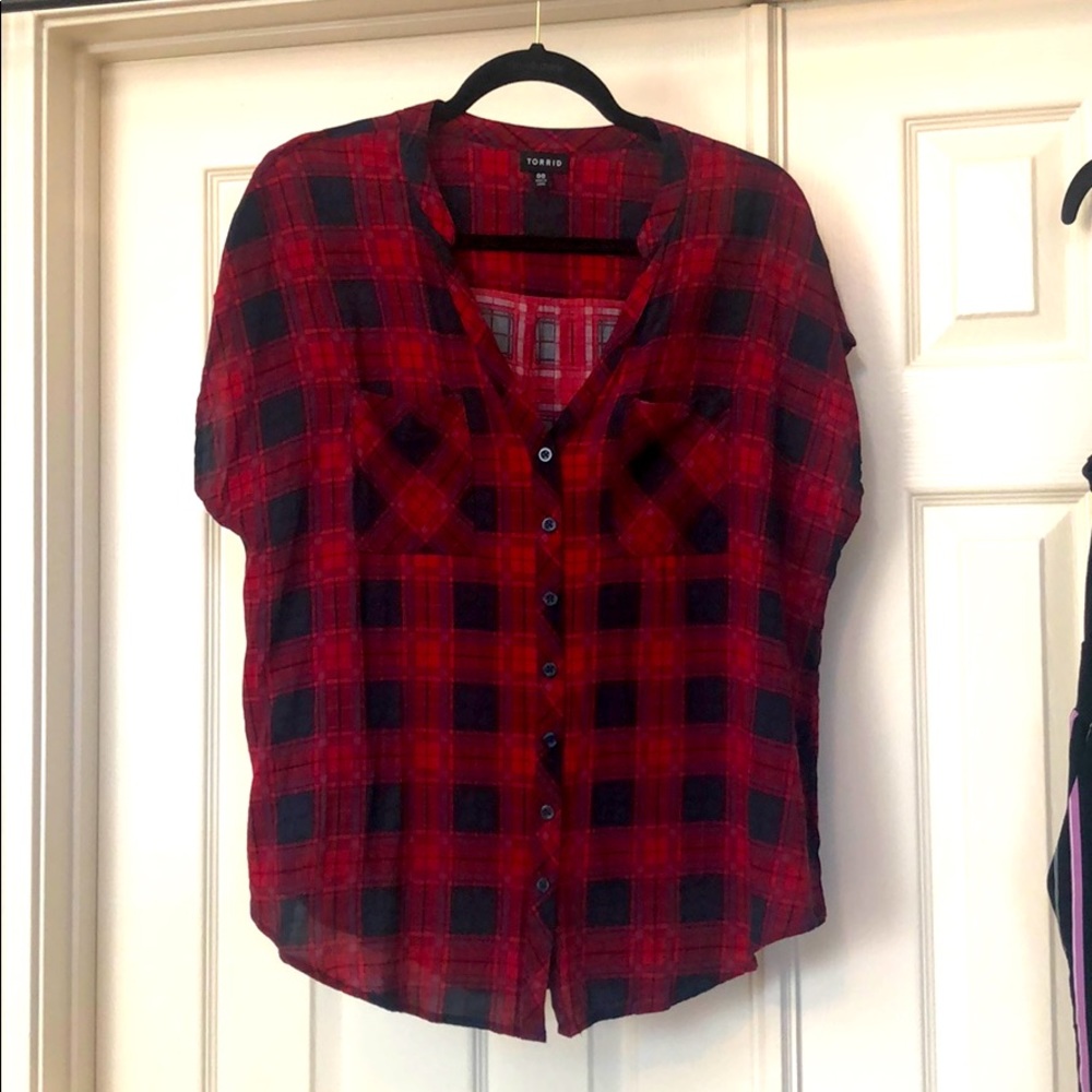 Button down multi color torrid top